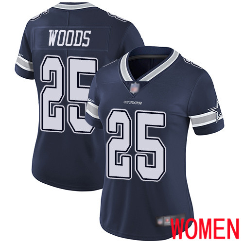 Women Dallas Cowboys Limited Navy Blue Xavier Woods Home #25 Vapor Untouchable NFL Jersey